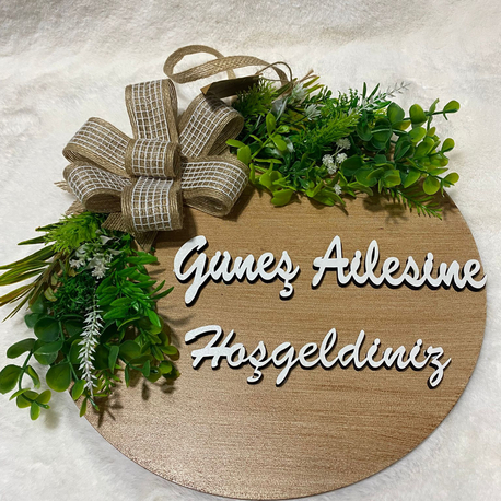 Ahşap Kapı Süsü özel yazı 30 cm