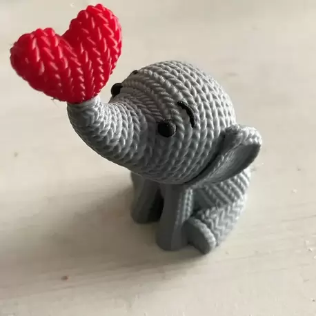 Sevimli Örgü Desenli Fil Heykelcik - 10 cm PLA Fil Figürü