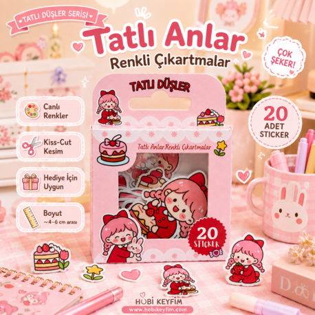 Tatlı Düşler Sticker Seti | 20'li Kawaii Die Cut Sticker