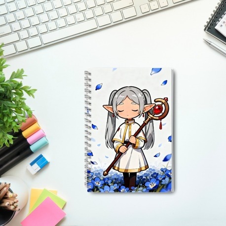 Anime Frieren Sert Kapak Defter | Spiral Ciltli Anime Defteri | Fantasy Anime Kırtasiye