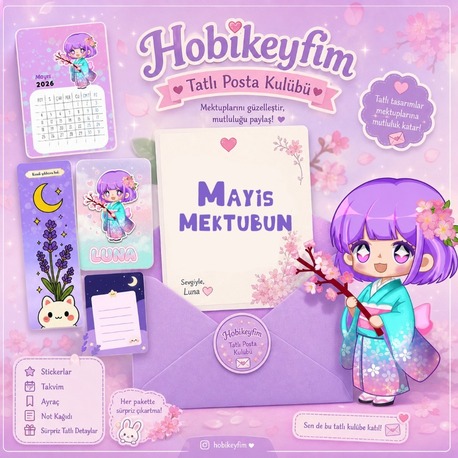 Hobikeyfim Tatlı Posta Kulübü Seti  | Kawaii Sticker & Fotocard Paketi (Sürpriz Hediyeli)