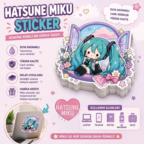Hatsune Miku Sticker – Kawaii Anime Tasarımı