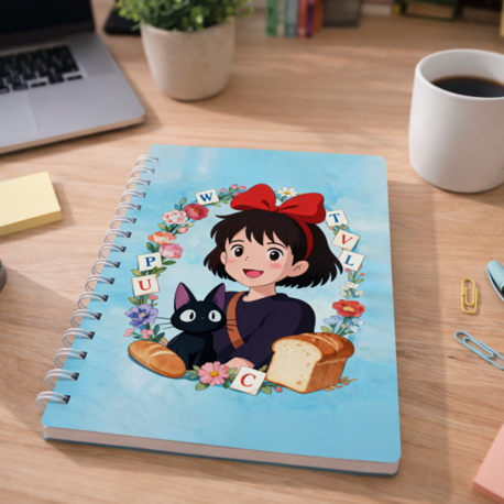 Kiki's Delivery Service Tasarımlı Spiralli Defter - Studio Ghibli Anime Defteri