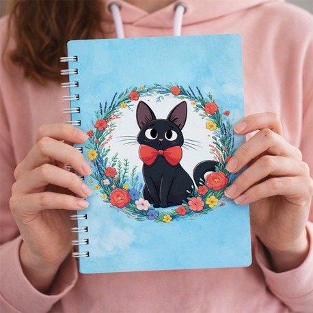 Studio Ghibli Jiji Temalı Spiralli Defter - Kiki's Delivery Service Tasarımlı Anime Defter