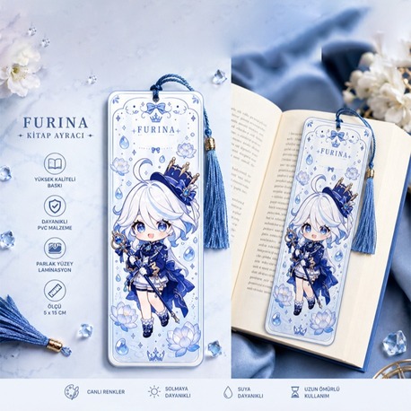 Genshin Impact Furina Tasarımlı Püsküllü PVC Kitap Ayracı