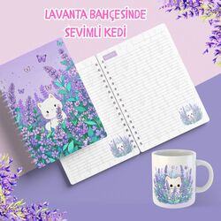 Lavanta Bahçesinde Sevimli Kedi Set 