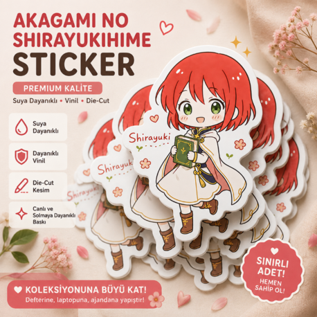 Akagami no Shirayukihime Shirayuki Chibi Sticker | Suya Dayanıklı Anime Sticker