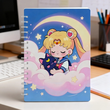 Sailor Moon Ay Savaşçısı Tasarımlı Spiralli Defter - Anime Temalı Defter