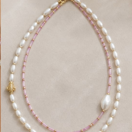 Pembe İncili kolye