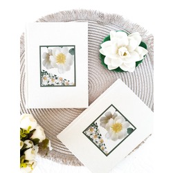 White FLower Baskılı Kanvas Defter
