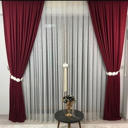 Bordo 2 adet fon perde 