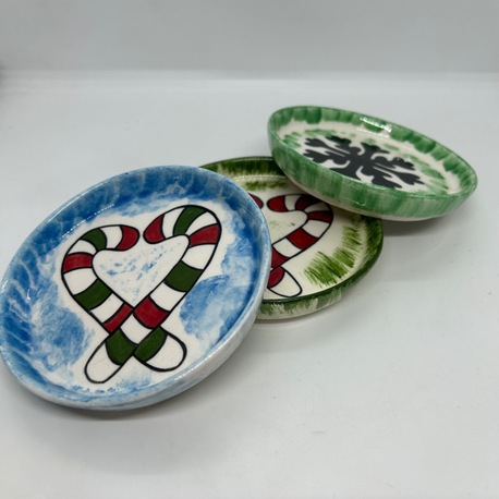 Çini, yılbaşı tabak seti, 3lü set