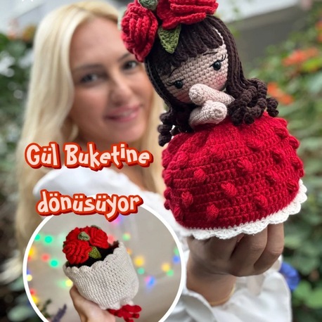 Prenses Bebek – Gül Buketine Dönüşen Özel Tasarım Amigurumi