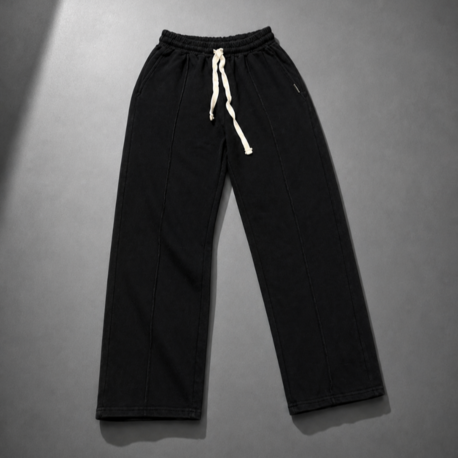 Vintage Washed Wide Leg Eşofman - Siyah