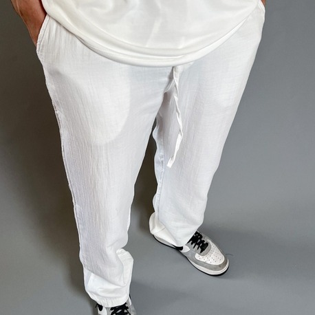 Bağcıklı Müslin Pantolon - Beyaz