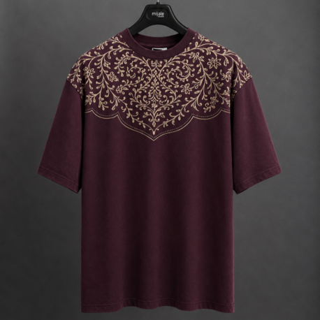 Vintage Washed Oversize T-Shirt - Bordo