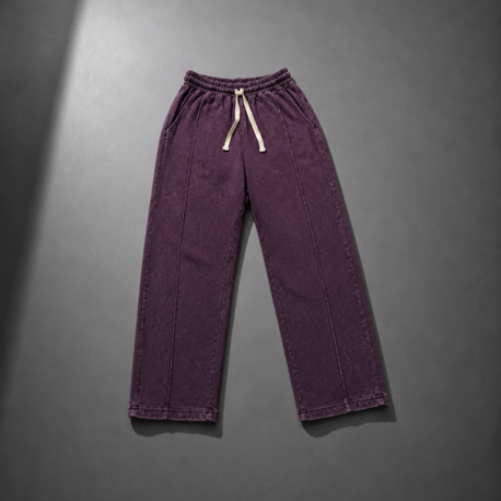 Vintage Washed Wide Leg Eşofman - Bordo