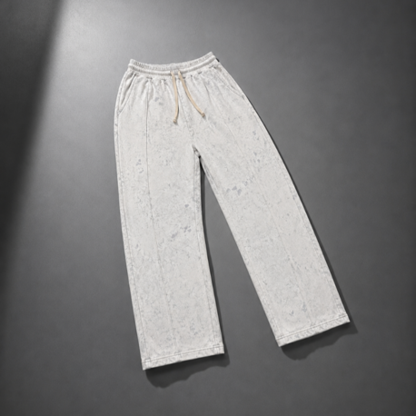 Vintage Washed Wide Leg Eşofman - Beyaz