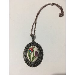 Çini Kolye,Kenar Kısmı Gümüş Kaplama