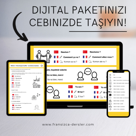4 Dijital Kitap (PDF) + 3 Sesli Takip Video | A1/A2 ADIM ADIM FRANSIZCA