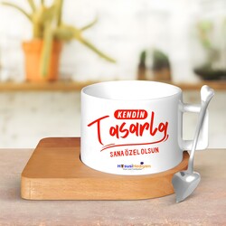 Ahşap Tabaklı Kaşıklı Lüks Fincan 