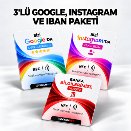 3’lü Google, Instagram ve IBAN Paketi 15x10 cm