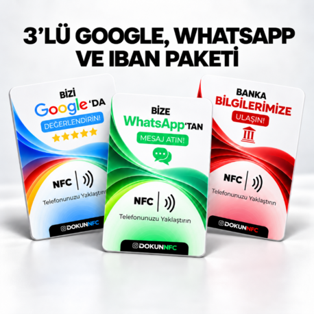 3’lü Google, WhatsApp ve IBAN Paketi 15x10 cm