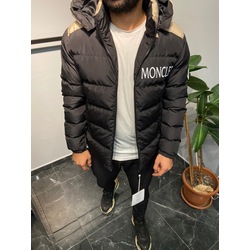Bej Renk Detaylı Siyah Şişme Mont ŞM1502