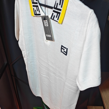 Fendi FF Monogram Detaylı Beyaz Polo Tişört