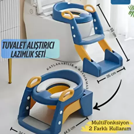 Merdivenli Çocuk Klozet Adaptörü - Katlanabilir Tuvalet Eğitimi Basamağı