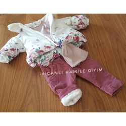 Kız Bebek Mont-Pantolon Takım-4 parça