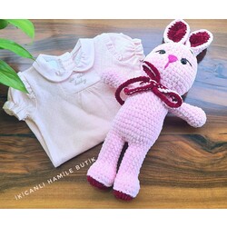 Oyuncaklı Bebek Şort Tulum -pembe bebek tulum