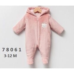 Pembe Bebek Kozmonot -Kız Bebek Kapşonlu Tulum