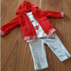 Kadife Bebek Takım- 3 lü -kız bebek takım -6-9 ay ,9-12 ay