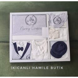 Hastane çıkış seti - papyonlu yenidoğan set 