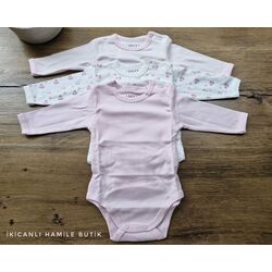 3lü bebek body -uzun kol çıtçıtlı body