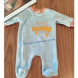 Kadife Bebek Tulum-yeşil renk -0-3-6-9 ay