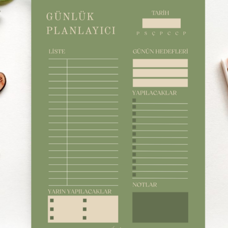 Minimal Yeşil Günlük Planlayıcı