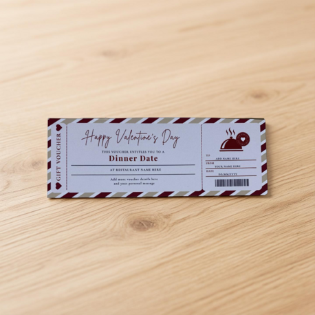 Sevgililer Günü Dinner Date Ticket Kart (İngilizce)