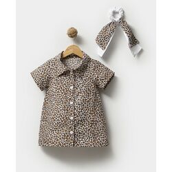 Leopar  detaylı elbise 