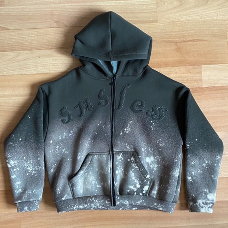 Oversize Fit Ağartılmış Kapüşonlu Hoodie