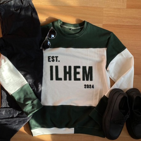 İLHEM Logo Yazılı Bisiklet Yaka Sweatshirt