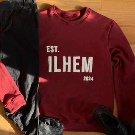 İLHEM Logo Yazılı Bisiklet Yaka Sweatshirt