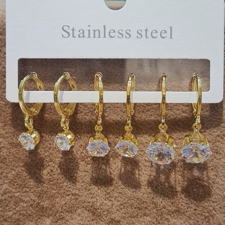 ÇELİK 6 LI SALLANTLI ZİRKON GOLD KÜPE