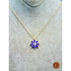 gümüş gold kaplama ametist taşlı lotus kolye