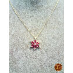 gümüş gold kaplama zirkon taşlı lotus kolye