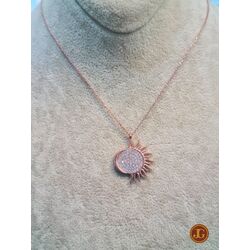 gümüş rose kaplama küçük boy ay güneş dünya kolye