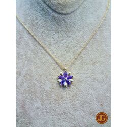 gümüş gold kaplama ametist taşlı lotus kolye