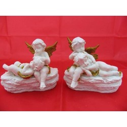 Melek Figürler-QQC 2Lİ TAŞTA OTURAN MELEK>>12.3X7.5X10.5 CM
