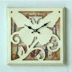 MUTFAK › AHŞAP SAATLER › Saatler-MB KARE KELEBEK KABARTMALI TEMALI DUVAR SAATİ-30*30*5,5 CM